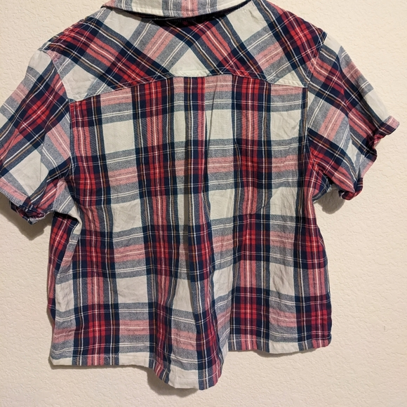 Plaid Topshop Short Sleeve Boxy Crop Top sz M (8) - Picture 3 of 6